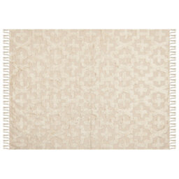 Beliani Beige Rug, 160 X 230 Cm, Hand-Tufted Geometric Design - thumbnail 1