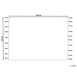 Beliani Runa Rug - Hand-Tufted Cotton 160 X 230 Cm - Off-White And Black Geometric With Tassels - thumbnail 4