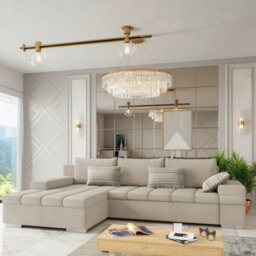 Bangkok Corner Sofa Bed For Living Room With Storage Polyurethane Foam Wave Spring Metal Legs Beige Left