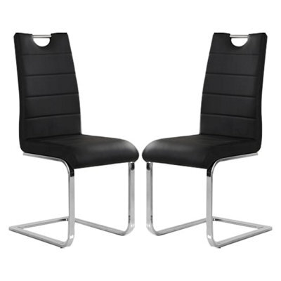 Furniture in Fashion Petra Black Faux Leather Dining Chairs In Pair - image 1