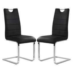 Furniture in Fashion Petra Black Faux Leather Dining Chairs In Pair