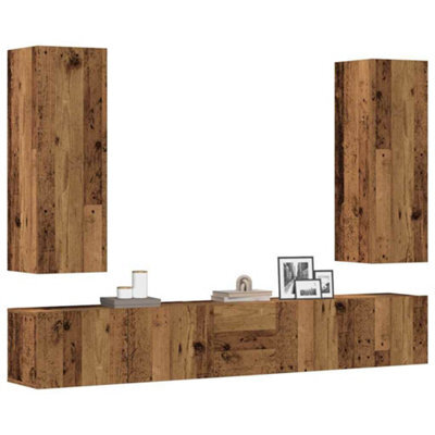 Berkfield 5 Piece Tv Cabinet Set Wall-Mounted Old Wood Engineered Wood - image 1