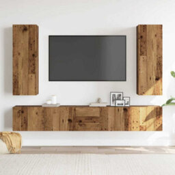 Berkfield 5 Piece Tv Cabinet Set Wall-Mounted Old Wood Engineered Wood - thumbnail 3