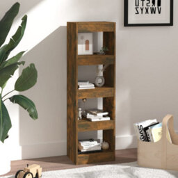 Berkfield Book Cabinet/room Divider Smoked Oak 40X30X135 Cm - thumbnail 4