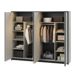 Arte Gris Hinged Door Wardrobe With Mirrors And Led Lighting (H)2150mm (W)2500mm (D)630mm - Contemporary And Spacious Bedroom Storage - thumbnail 4