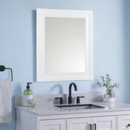 White Curved Rectangular Wall-Mounted Framed Mirror, (H)63Cm (W)53Cm