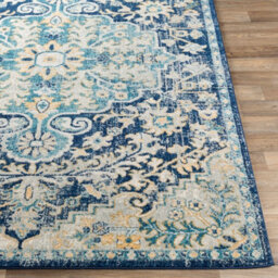 Livabliss Murat-Vintage Blue Yellow Grey Traditional Boho Living Dining Bedroom Rug 160 X 220 Cm Easy Care, Non Shedding - thumbnail 4
