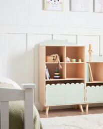 Beliani 2 Tier Shelving Unit Lackey 105 Cm Light Green - thumbnail 2