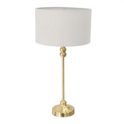 Valuelights Maggie Gold Metal Candlestick Slim Table Lamp With Grey Fabric Drum Lamp Shade - thumbnail 2