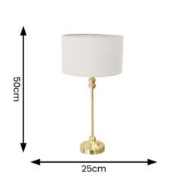 Valuelights Maggie Gold Metal Candlestick Slim Table Lamp With Grey Fabric Drum Lamp Shade - thumbnail 4