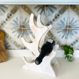 Wooden Wine Rack 4 Bottle - Free Standing Whitewash Wine Holder Decorative -  Wine Rack - thumbnail 5