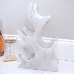 Wooden Wine Rack 4 Bottle - Free Standing Whitewash Wine Holder Decorative -  Wine Rack - thumbnail 4