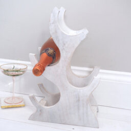 Wooden Wine Rack 4 Bottle - Free Standing Whitewash Wine Holder Decorative -  Wine Rack - thumbnail 3