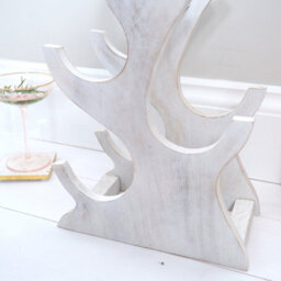 Wooden Wine Rack 4 Bottle - Free Standing Whitewash Wine Holder Decorative -  Wine Rack - thumbnail 2