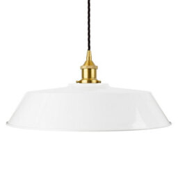 White Large Chancery Painted Dome Pendant Light With Polished Brass Lamp Holder And Black Twisted Cable - Se Home - thumbnail 1
