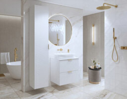 Arte Laura 17 Tall Bathroom Cabinet H1860mm W350mm D350mm - White Gloss Finish - thumbnail 5
