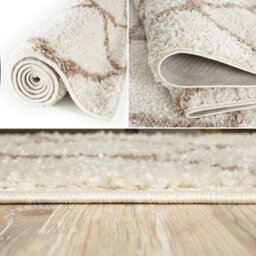 The Rugs Moroccan Shaggy Rugs And Runners Soft  High Pile Ivory And Beige Living Room Kitchen Hallway 730 - thumbnail 3