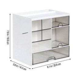 3 Drawers Storage Box Desktop Cosmetic Makeup Organiser Unit Stationery Holder - thumbnail 2