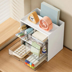 3 Drawers Storage Box Desktop Cosmetic Makeup Organiser Unit Stationery Holder - thumbnail 5