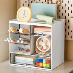 3 Drawers Storage Box Desktop Cosmetic Makeup Organiser Unit Stationery Holder - thumbnail 4