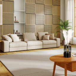 AVER-GROWTH 4-Piece Modern Wooden Acoustic Wall Panels 60 X 60 Centimetres - Light Oak Finish - thumbnail 1