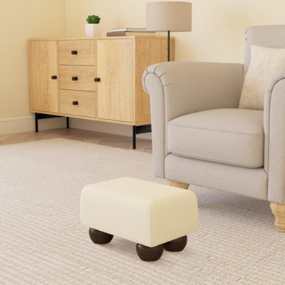 Snow White Mahogany Wood Bun Feet Faux Leather Small Footstool Handmade Uk By Footstools Direct - image 1