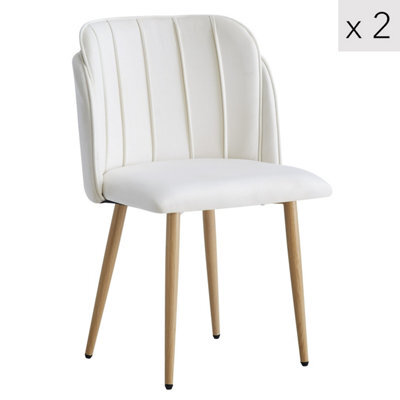 Nordlys Set Of 2 Metal And Beige Fabric Dining Chairs Vintage Style Dining Room - image 1