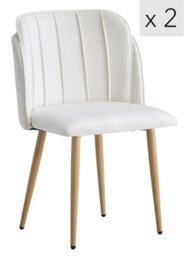 Nordlys Set Of 2 Metal And Beige Fabric Dining Chairs Vintage Style Dining Room - thumbnail 2