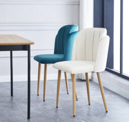 Nordlys Set Of 2 Metal And Beige Fabric Dining Chairs Vintage Style Dining Room - thumbnail 3