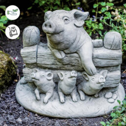 Pig Family Stone Cast Garden Ornament Stoneware Statues - thumbnail 3