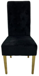 Stratus Interiors 1 Pcs Tall Velvet Dining Chair With Gold Ring Knocker & Gold Legs - Black