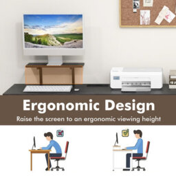Costway L-Shaped Desk Long 2-Person Corner Computer Desk W/ Monitor Stand - thumbnail 7