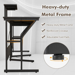 Costway L-Shaped Desk Long 2-Person Corner Computer Desk W/ Monitor Stand - thumbnail 9