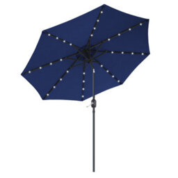 Sundaze 2.7M Blue Garden Parasol Umbrella With Solar Led Lights And Crank Tilt Function Outdoor Patio - thumbnail 2