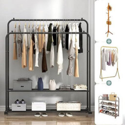 Double Clothes Rail Hanging Rack Storage Shelf - thumbnail 3