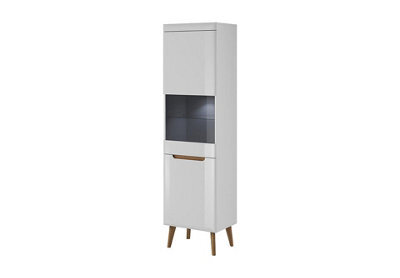 Arte Elegant Nordi Tall Display Cabinet H1970mm W530mm D400mm In White Gloss And Oak Riviera - Stylish Storage Showcase - image 1