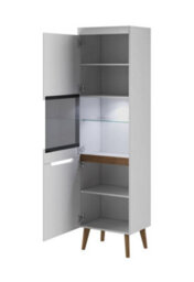 Arte Elegant Nordi Tall Display Cabinet H1970mm W530mm D400mm In White Gloss And Oak Riviera - Stylish Storage Showcase - thumbnail 2