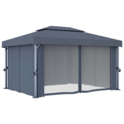 Berkfield Stylish Gazebo With Curtain 4X3 M Anthracite Aluminium - thumbnail 3