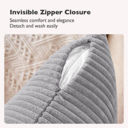 Ameha Light Grey Stripe Velvet Cushion Set, 18X18 Inch, Includes 4 Filled Cushions & 4 Covers, Breathable & Hypoallergenic - thumbnail 6