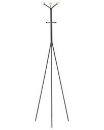 Wyld And Coco Havenhome Tripod Coat Rack 176Cm - Black Steel With Fir Wood Accents, 6 Hooks - thumbnail 1