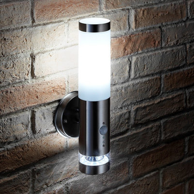 Auraglow Brushed Chrome Dual Function Pir Motion Sensor Wall Light - Bucklebury - Cool White (6500K) - image 1