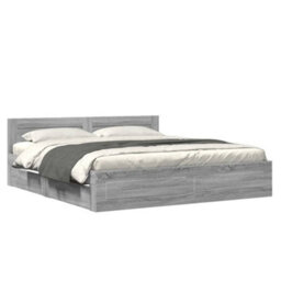 Berkfield Bed Frame With Headboard Without Mattress Grey Sonoma 200X200 Cm - thumbnail 2