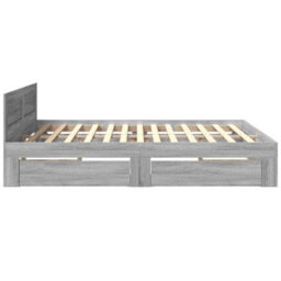 Berkfield Bed Frame With Headboard Without Mattress Grey Sonoma 200X200 Cm - thumbnail 6