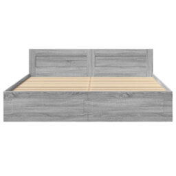 Berkfield Bed Frame With Headboard Without Mattress Grey Sonoma 200X200 Cm - thumbnail 5