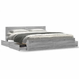 Berkfield Bed Frame With Headboard Without Mattress Grey Sonoma 200X200 Cm - thumbnail 4