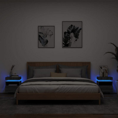 Berkfield Bedside Cabinets With Led Lights 2 Pcs Grey Sonoma 40X39X48.5 Cm - image 1