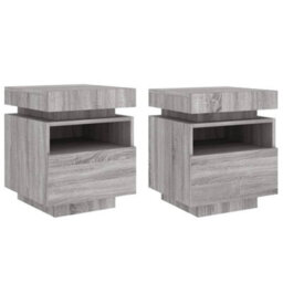 Berkfield Bedside Cabinets With Led Lights 2 Pcs Grey Sonoma 40X39X48.5 Cm - thumbnail 2