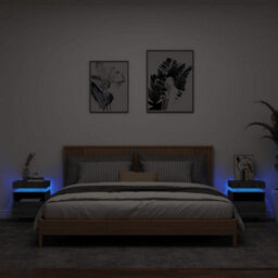 Berkfield Bedside Cabinets With Led Lights 2 Pcs Grey Sonoma 40X39X48.5 Cm - thumbnail 1