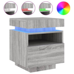 Berkfield Bedside Cabinets With Led Lights 2 Pcs Grey Sonoma 40X39X48.5 Cm - thumbnail 5