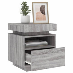 Berkfield Bedside Cabinets With Led Lights 2 Pcs Grey Sonoma 40X39X48.5 Cm - thumbnail 4